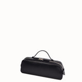 Black bag with handle on a white background