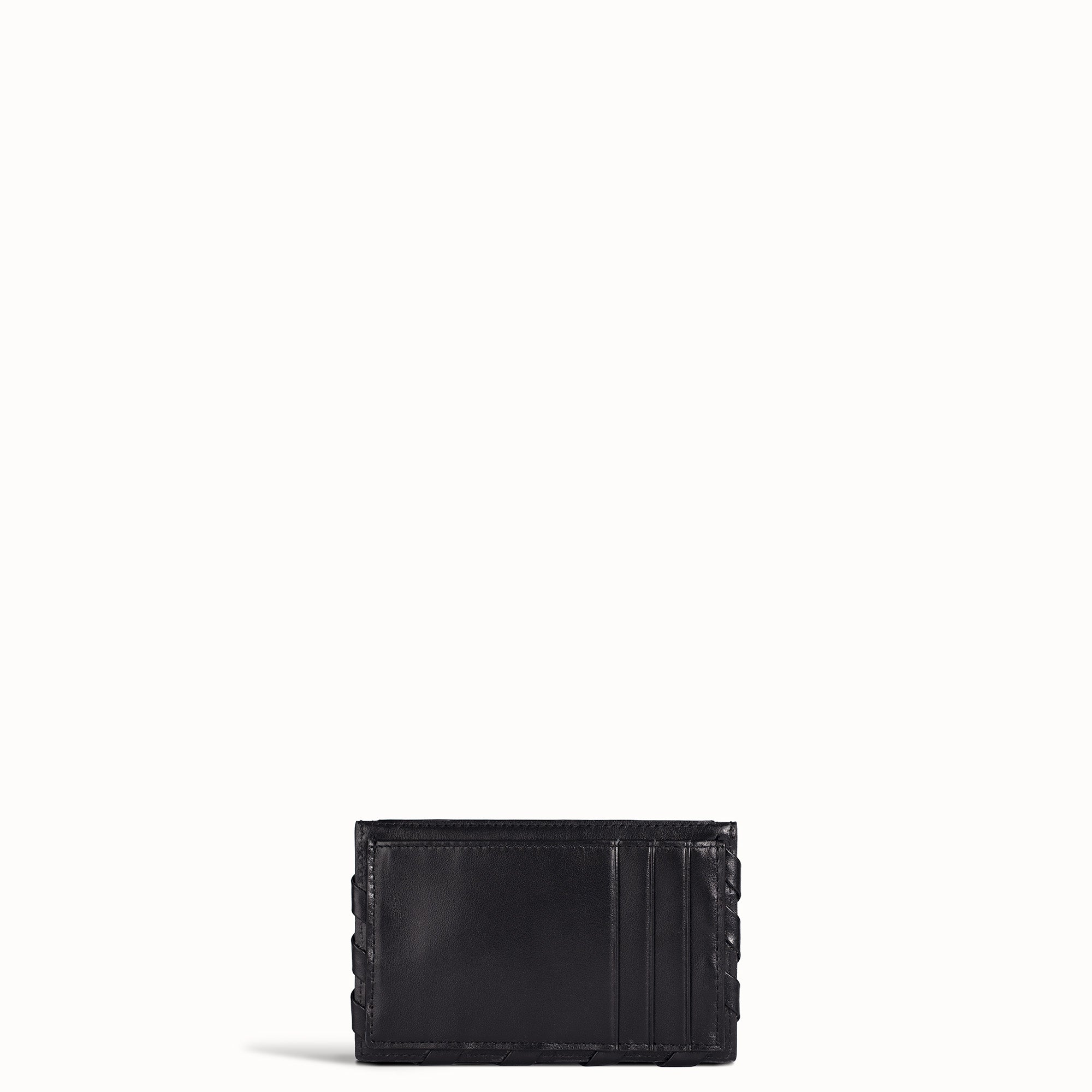 Black leather wallet on a white background
